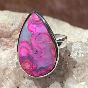 LAGUNA LACE AGATE 925 STERLING SILVER RING, SIZE 8